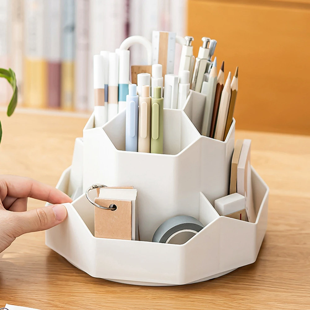 Desktop Stationery Organizer 9 Slots 360 Degree Rotating Pencil Cup for Home Office School