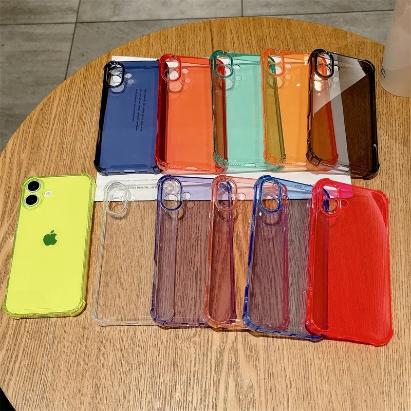 Fluorescent Neon Shockproof Transparent Candy Color Silicone Phone Case