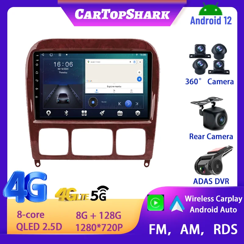 

For Mercedes Benz S-Class S Class W220 VV220 1998 - 2005 Multimedia Player Android 12 Wireless Carplay Auto Car Radio Autoradio