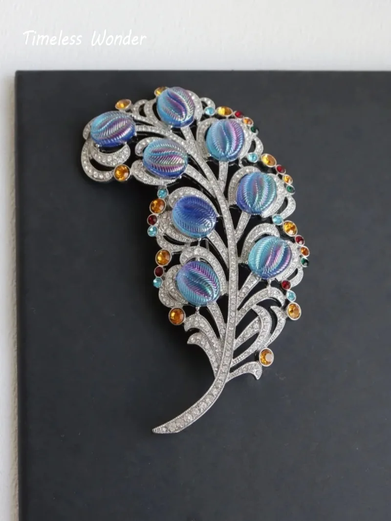 Senza Tempo Wonder Fancy Zircone Geo Resin Feather Spilla Spille Per Le Donne Designer Jewelry Goth Runway Trendy Rare Medievale Top 5382