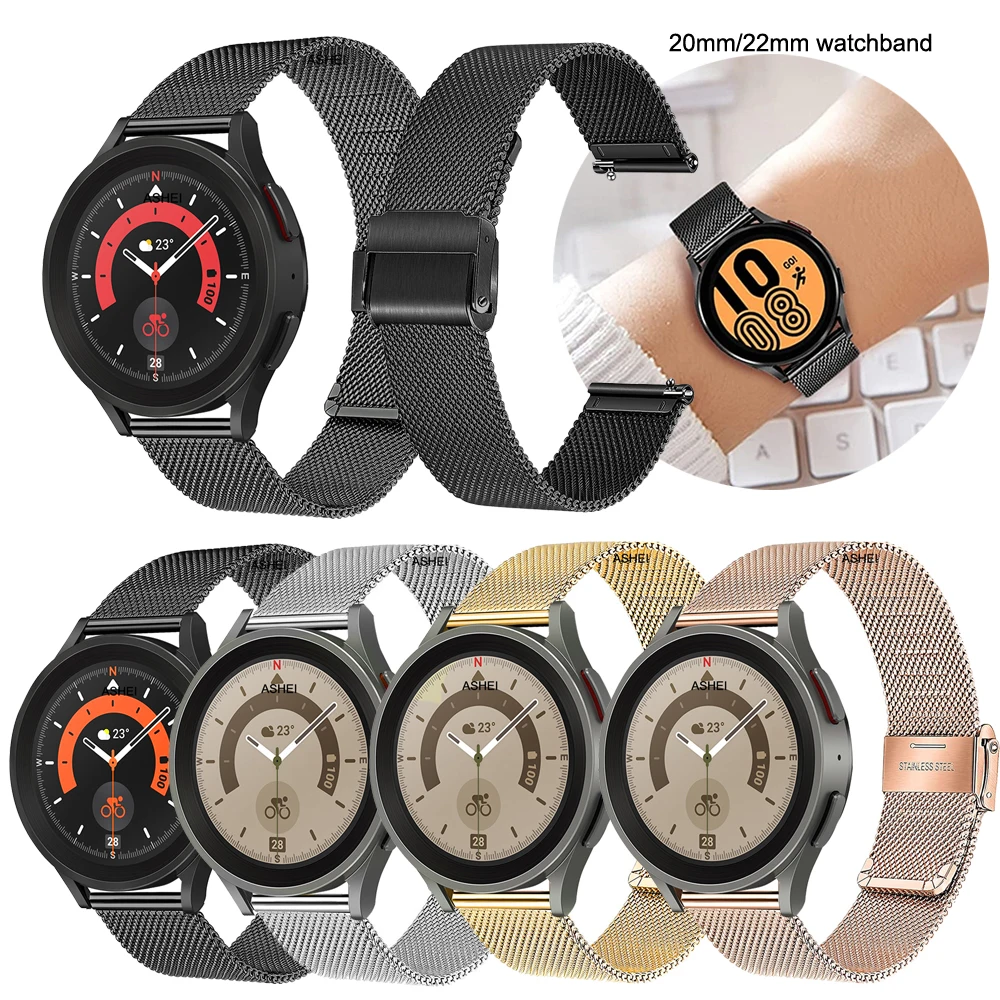 20Mm 22Mm Per Samsung Galaxy Watch 4/5 44Mm 40Mm Watch Pro 5 45Mm Band Galaxy Watch 4 Classic Band 46Mm 42Mm Gear S3 Mesh Strap