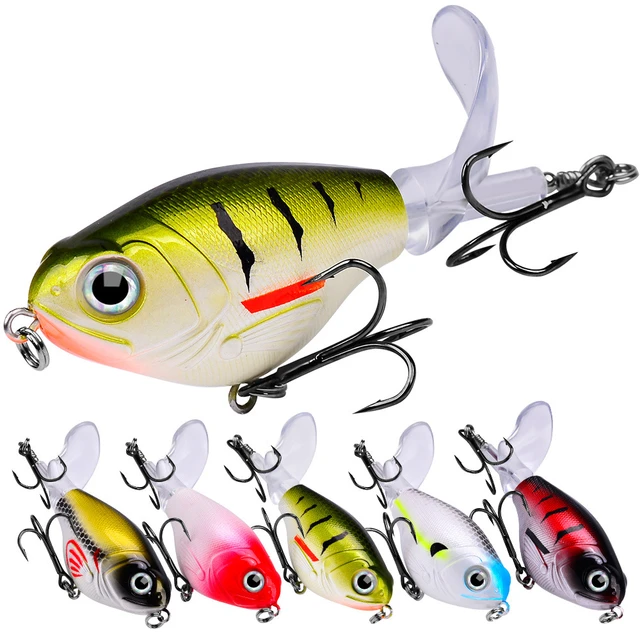 Whopper Plopper Fishing Lure 8cm / 9.3cm Topwater Lure Artificial Hard with  Soft Rotating Tail Fishing