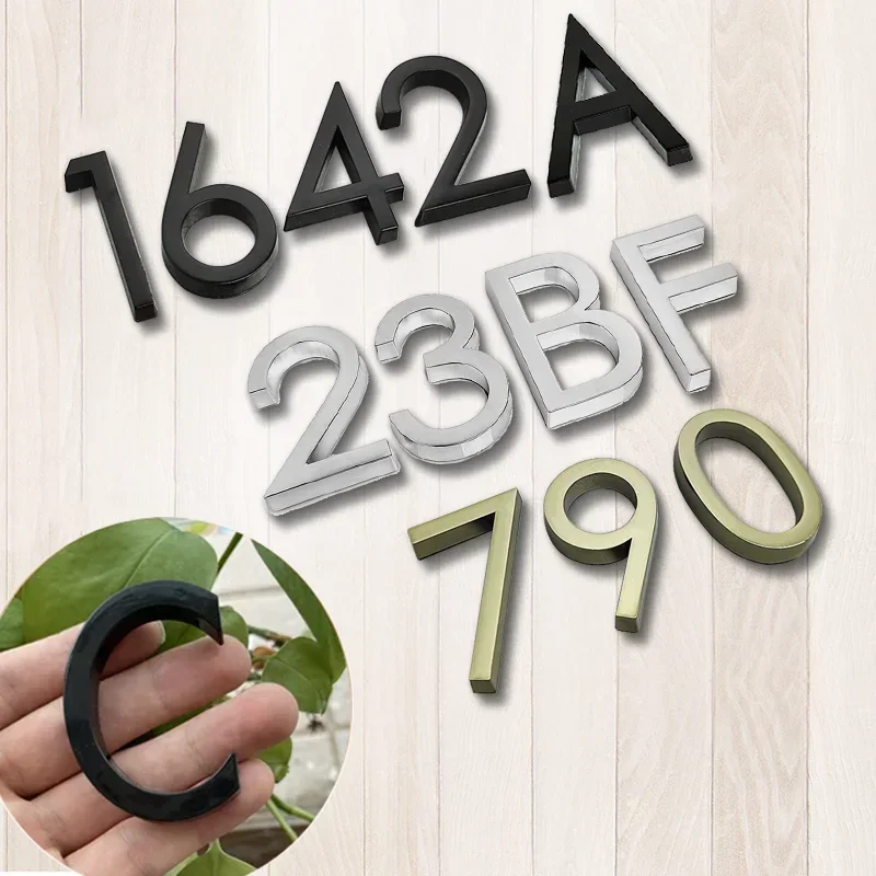 House Number Signs 6 Cm Exterior House Number 3D Signs Adhesive Door Sign Alphabet Home Outdoor Mail Box Numbers Stickers Address Plate Custom Sign