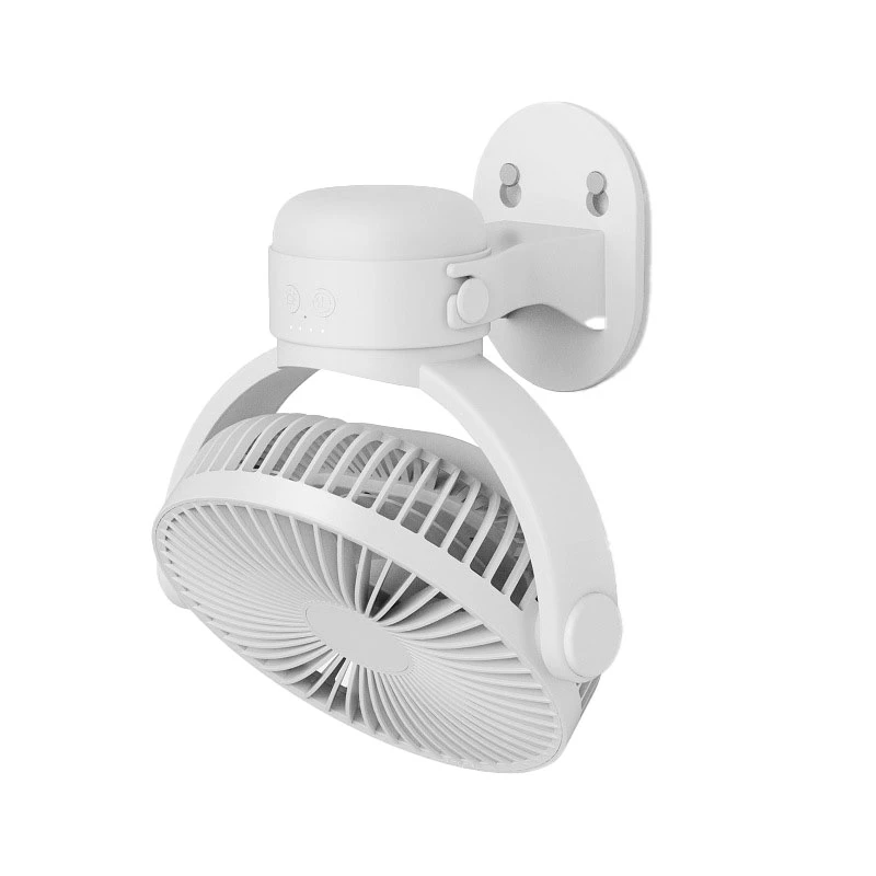 

Rechargeable Remote Control Home Appliance Wall Mounted Air Fan With LED Lamp Portable Camping Ceiling Fan White