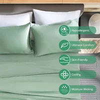 Pure Bamboo Bed Sheet Set 4/6Pcs Luxury 100% Organic Bamboo Bedding Set Smooth Soft Fitted Sheet Flat Top Sheet Pillowcase Silky 5