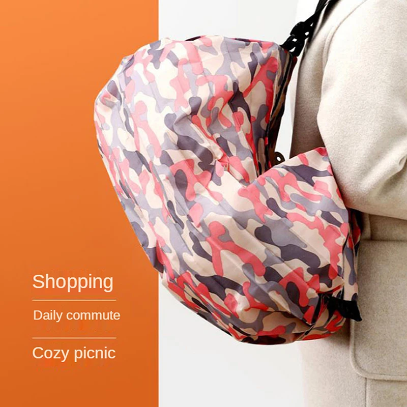 Foldable Storage Bag With Handle Portable Travel Camouflage Handbags Large Capacity Shopping Bag 4