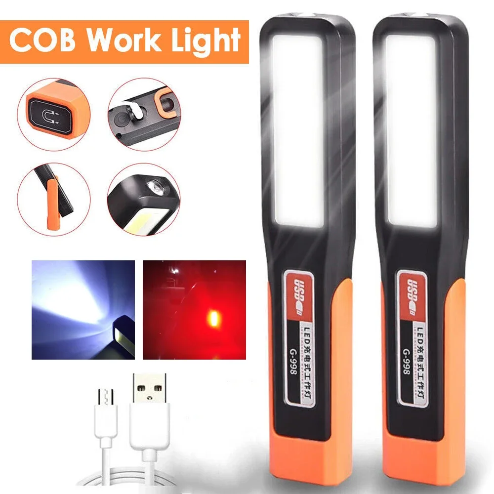 LED work light flashlight charging COB magnet hook Car Garage Mechanic maintenance lighting