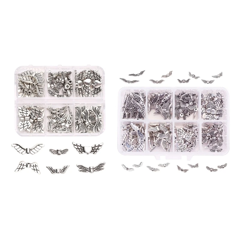 

60/160pcs Wing Beads Antique Silver Color Spacer Beads Charm for DIY Jewelry