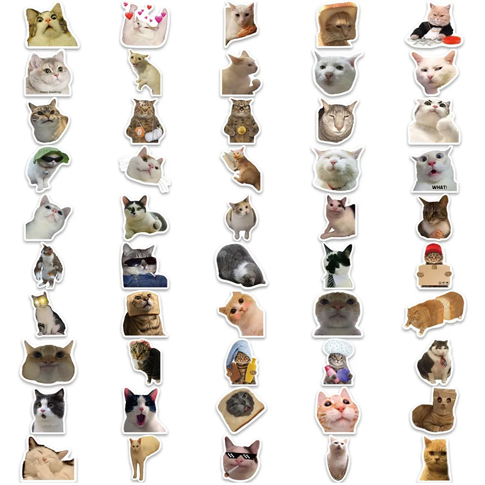 100/1000pcs Funny Cute Cat MEME Animals Stickers Kawaii Decals Scrapbooking Notebook Luggage Laptop Skateboard Sticker Toy