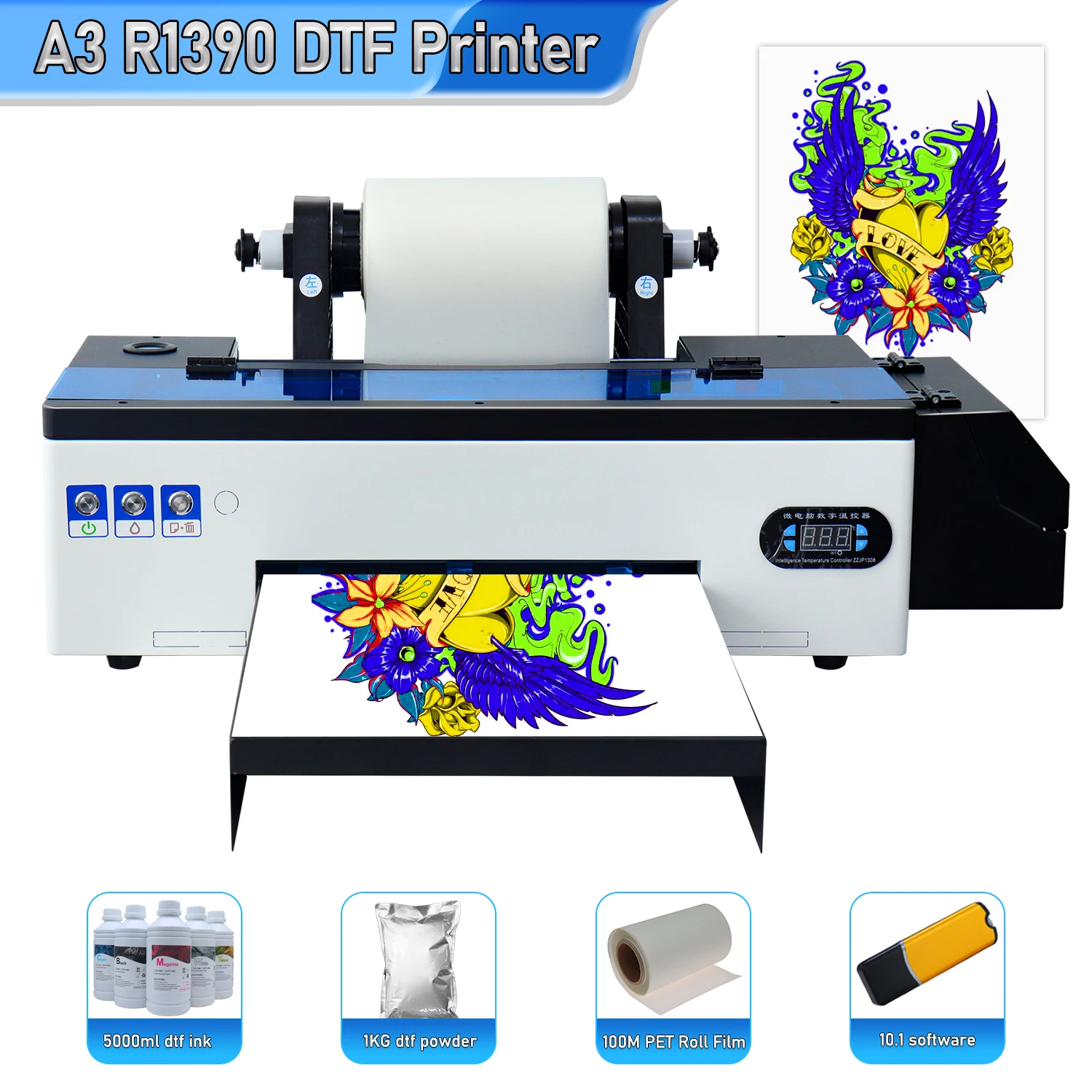 DTF Printer A3 For Epson XP600 DTF Conversion Kit DTF Transfer Printer for  All Fabrics with Roll Feeder DTF Printing Machine A3 - AliExpress