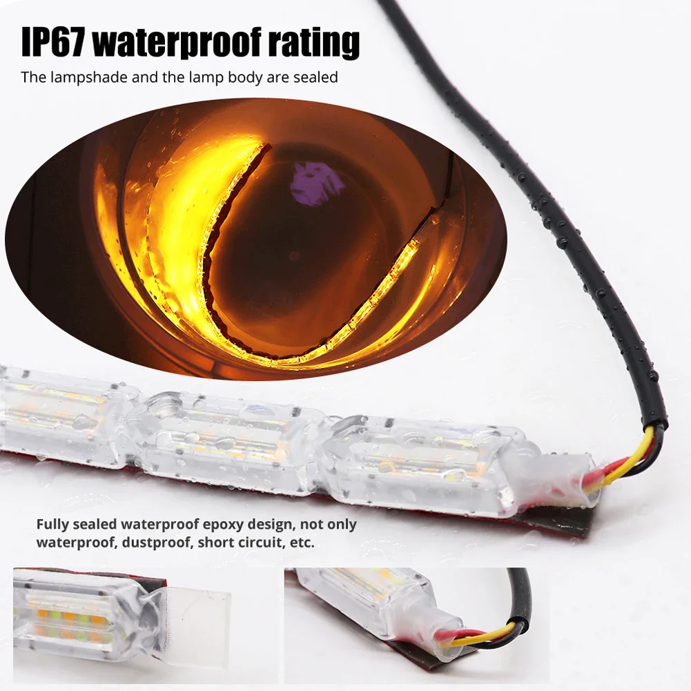 รูปสินค้า ไฟหน้า LED ยืดหยุ่นกันน้ำ สีเหลือง สำหรับรถยนต์