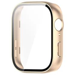 Premium Tempered Glass + Hard PC Bumper All-Around Screen Protector Case for Huawei Watch Fit 3 (Matte Gold)