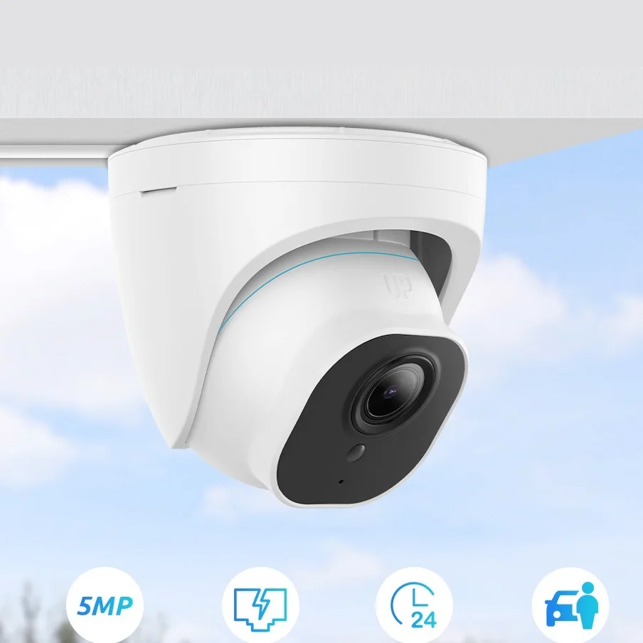 

2024 умная камера безопасности 5 Мп PoE наружная купольная инфракрасная камера ночного видения с обнаружением людей/автомобилей