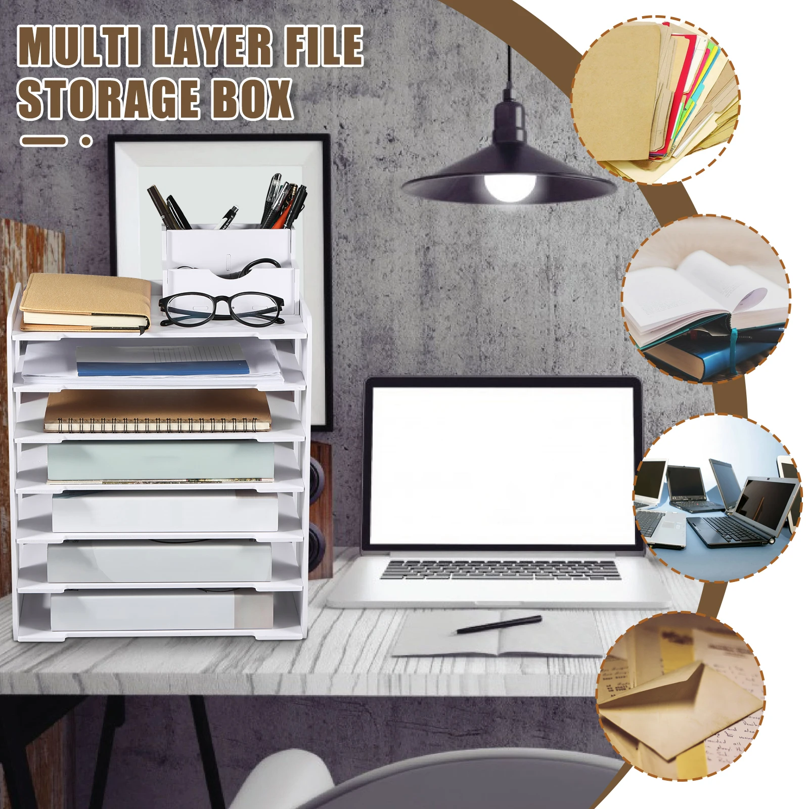 4/7Layer Superimpose Desktop File Tray Organizer A4Paper Magazine Newspaper Office Supply Sorting Rack Office Stationery Storage file folder organizer