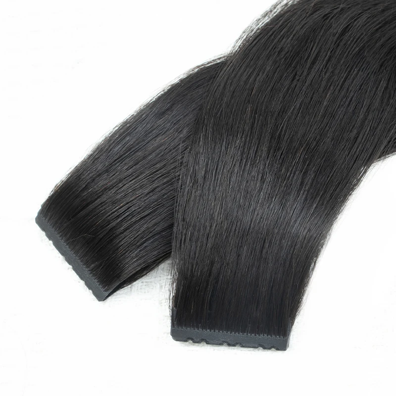 Inject PU Skin Weft Hair Twin Tabs Human Hair With Holes Micro Beads Extensions Blonde 10PCS Machine Remy Invisible Weft