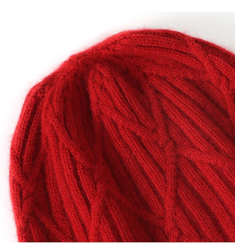 Mütze aus 100 % Kaschmir für Damen, verdickt, Gesichtsschlankheit, vielseitig, klassisch, schlicht, warme Strickmütze aus Wollkaschmir – Detail 17