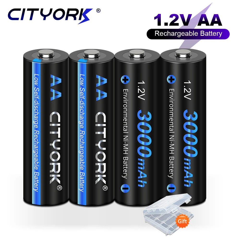 

Rechargeable Battery AA 3000mAh 1.2V Ni-MH Battery with Storage Case for Electric Shaver, Electronic Toys, Digital Devices