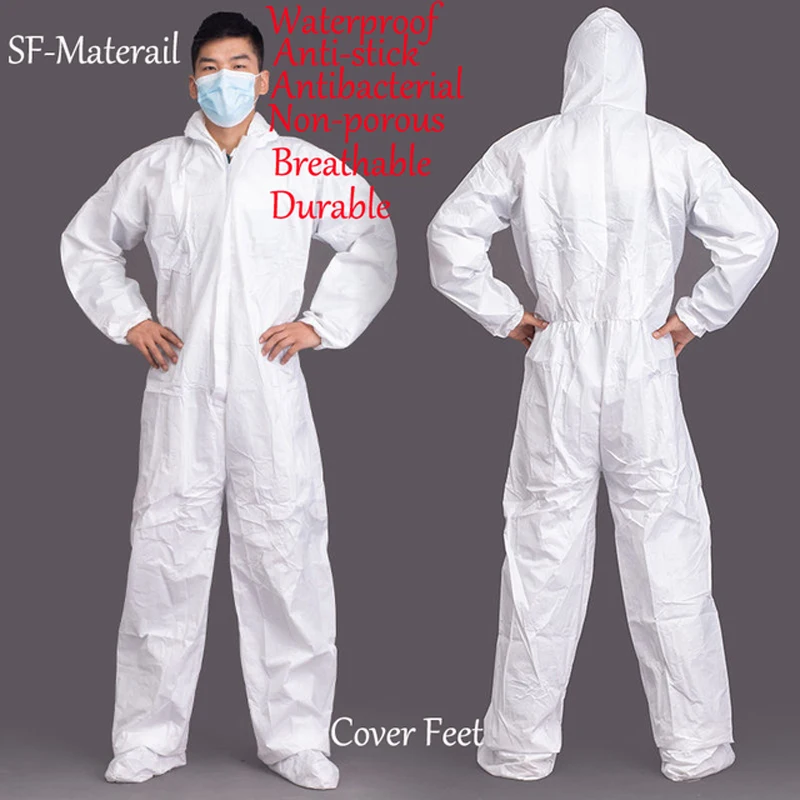 

Breathable Dustproof Sanitary Protection Jumpsuit Hazmat Suit Zip Isolation Protective Coveralls Disposable Safety Clothing