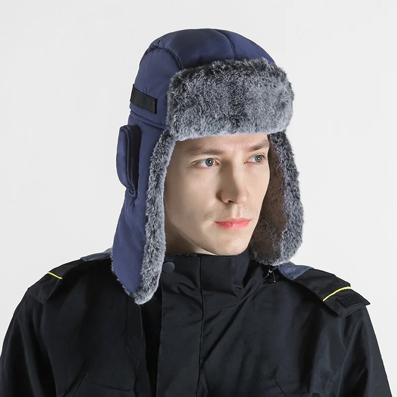 

Женские теплые наушники, плотная шапка с ушами, зимняя теплая хлопковая шапка с кошачьими ушами для защиты от холода, зимние русские шапки для мужчин