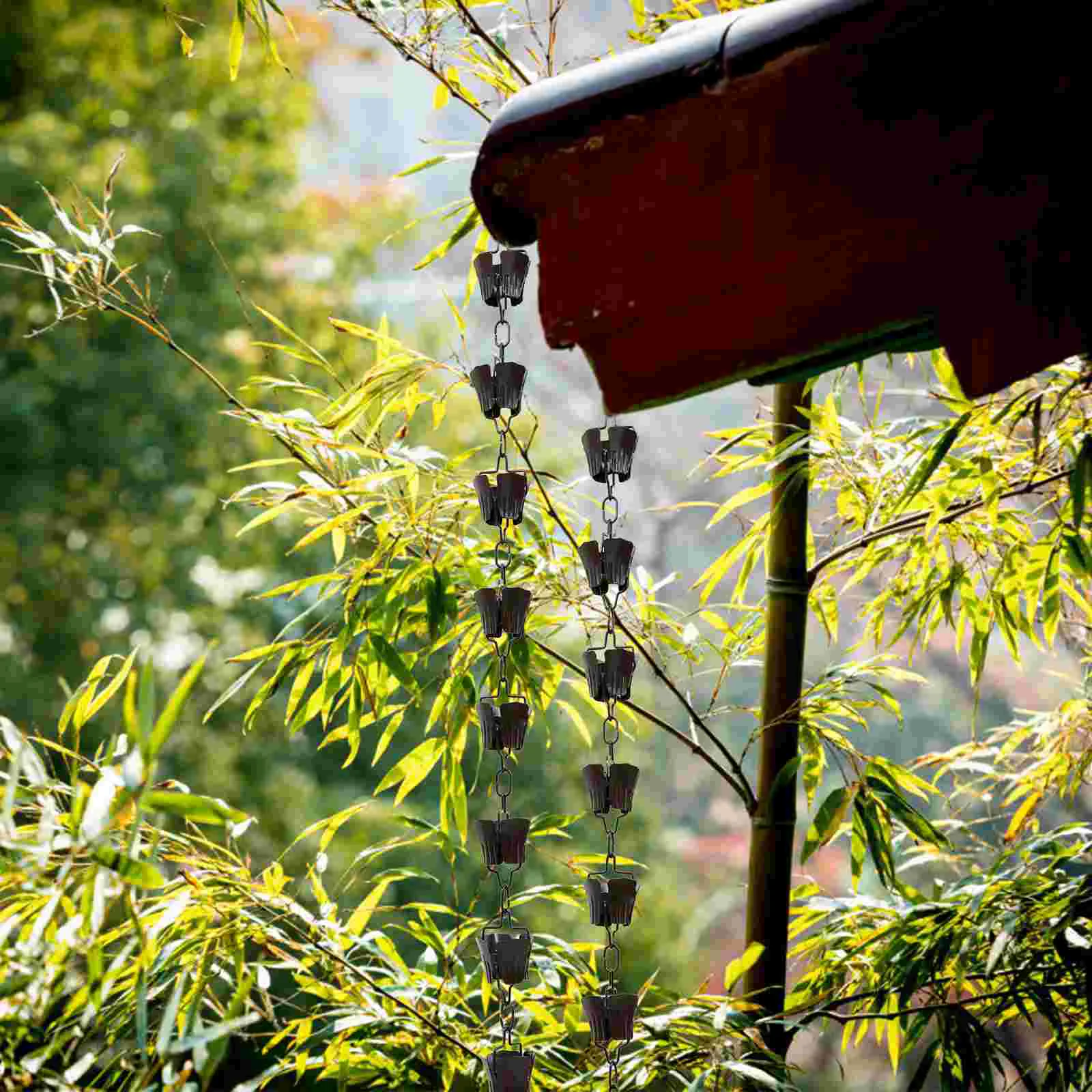 Garden Rain Chain Bell Outdoor Umbrella Decor for Gutter Flower Chimes Copper Wall Hanging Divert