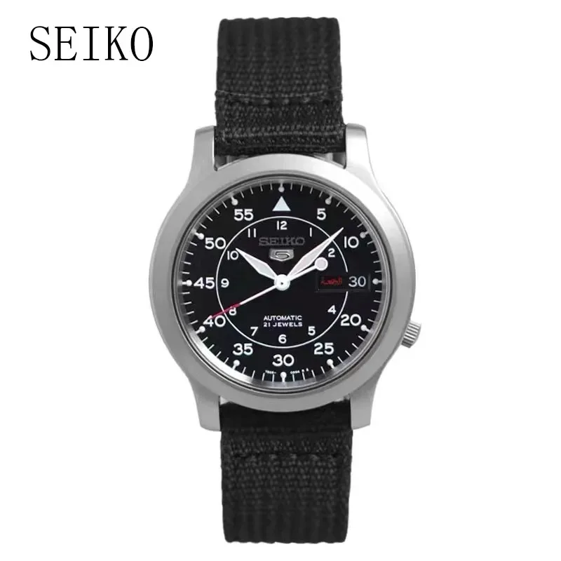 Orologio Da Uomo Originale Seiko Snk805 5 Orologio Automatico In Acciaio Inossidabile Con Orologio Da Uomo Casual Di Moda Meccanica In Tela Verde