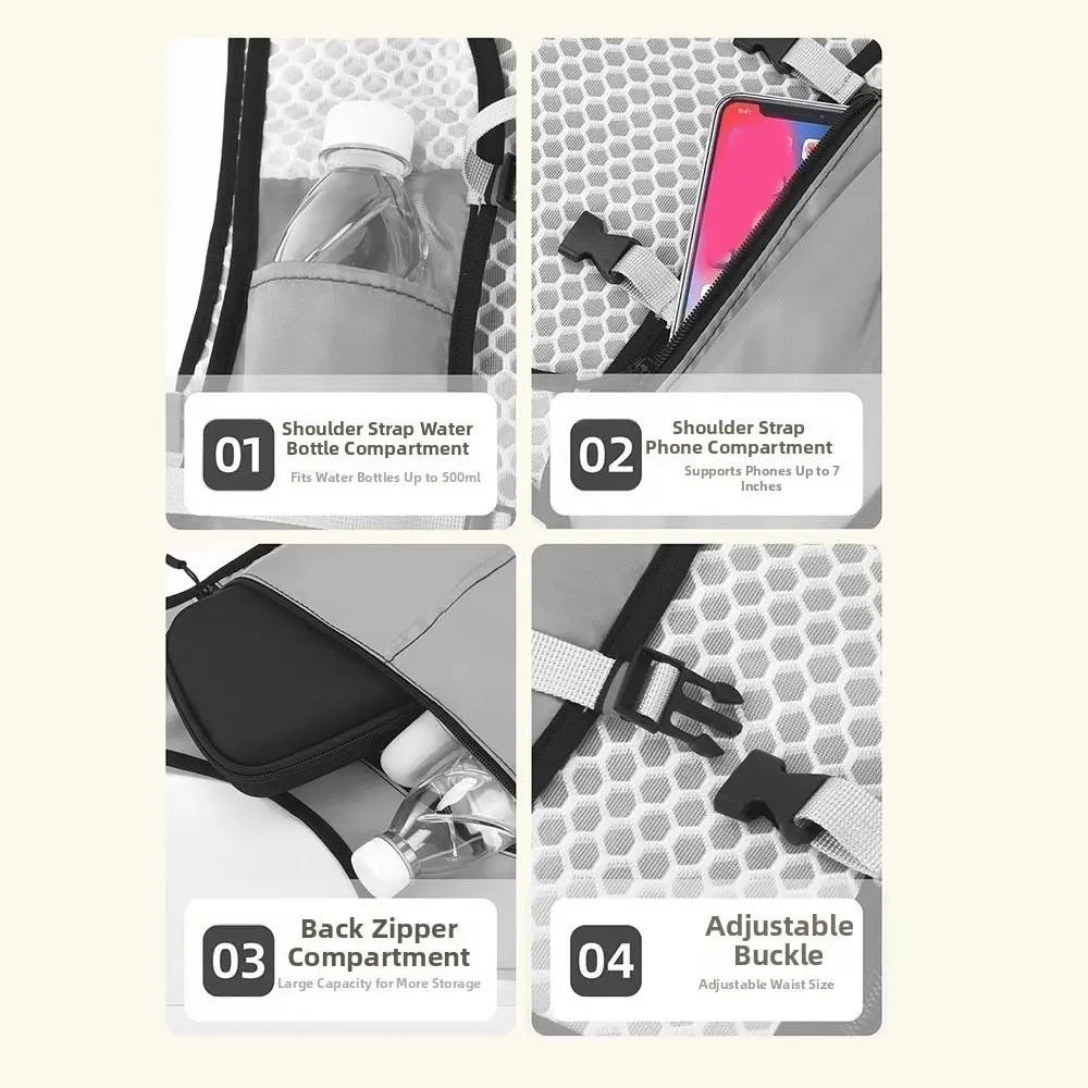 경량 하이드레이션 러닝 조끼 통기성 반사 조끼 스포츠 가방 물병 수납 및 휴대폰 홀더 포함