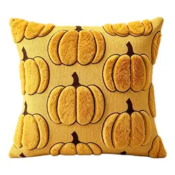 Halloween Plush Throw Pillow Cover, 45x45cm Decorative Cushion - 51×76cm (Yellow)
