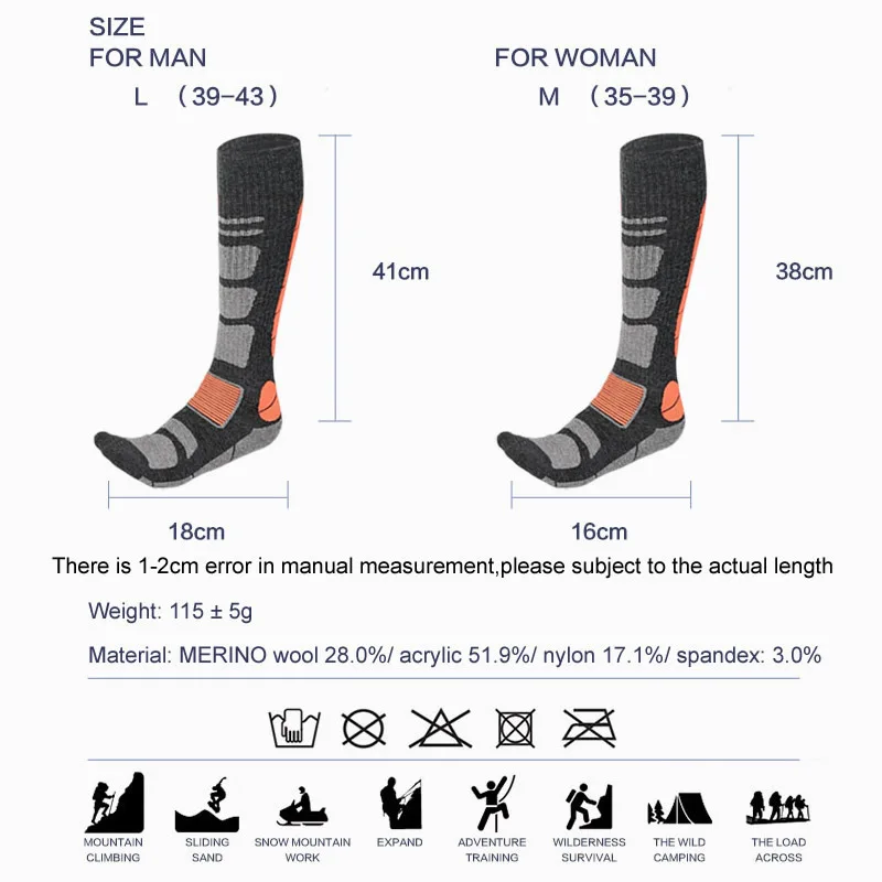 Sports Socks Cycling Socks Fitness Sports Socks Sport Socks Self Heating Socks Thermal Socks Football Socks Socks Snowboard Sports Wool Cycling Merino Ski Winter Hiking Skiing Stockings Men Women Knee High Thermal Sock