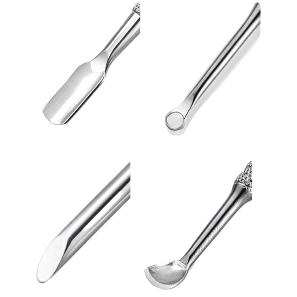 Cuticle Pusher Tools Professional Nail Cuticle Pusher Remover Trimmer Spoon Shaped Dual Sided Metal Stainless Steel