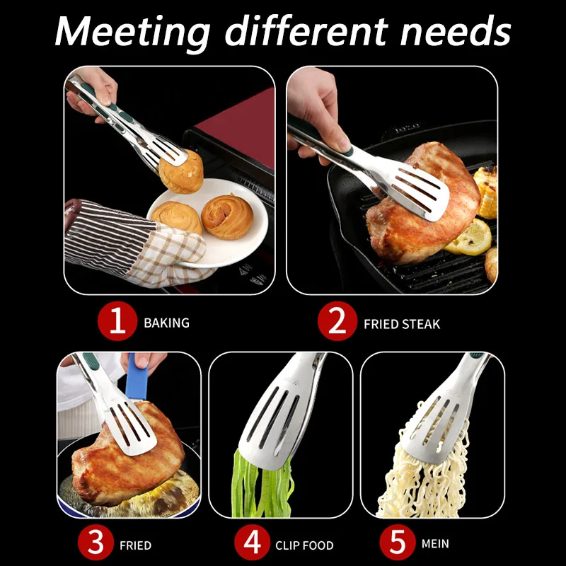 トング キッチントング シリコンクリップ キッチンクリップ ステーキクリップ 多目的ベーキングクリップ クッキングクリップ 耐熱 キ 焼肉トング  ステンレススチール製キッチンフライパンクリップ 延長バーベキュークリップ 家庭用食品クリップ トング ステーキクリップ ... トング キッチントング ステンレス鋼食品ステーキクリップ肥厚食品シリコンクリップ 調理用 キッチン用品