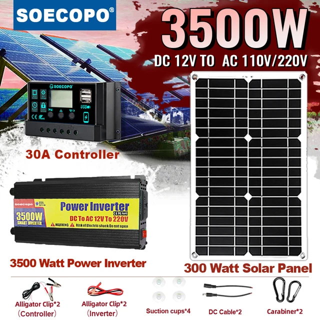 3500W Complete Solar System Includes Solar Panels, 30A Charge Controller and 3500W Inverter for Daily and Emergency Use 1
