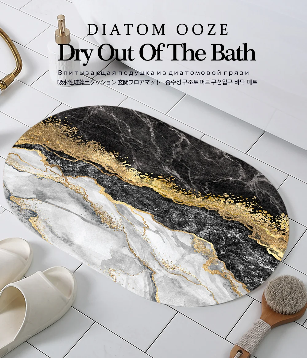 Marble Super Absorbent Nappa Skin Bathroom Mat Quick Drying Bath Rug Non-Slip Entrance Doormat Toilet Home Decor Floor Mats 40*60Cm