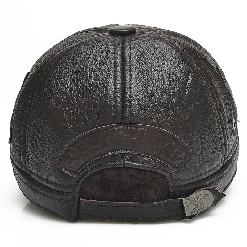2025 New Style Men Brown Cow Leather Baseball Outdoor Real Leather Retro Hat Adjustable Real Cowhide Leather Baseball Cap 5