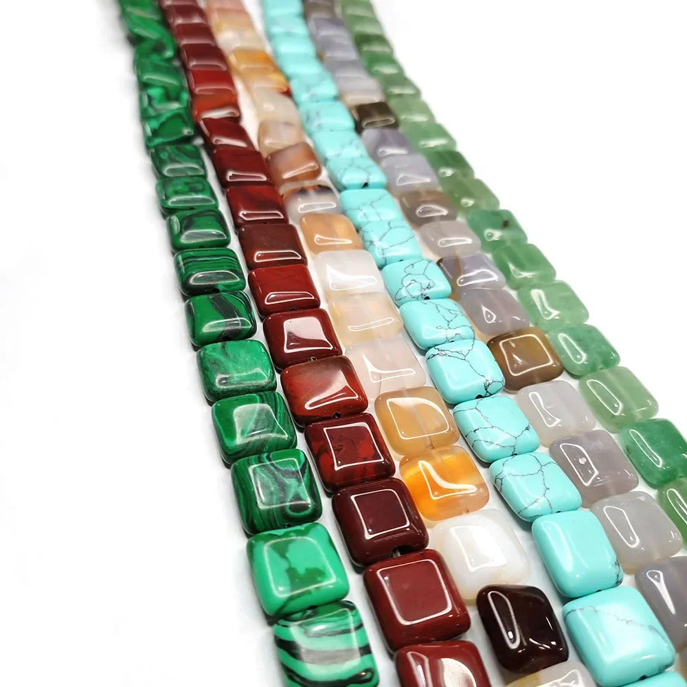 

Natural Stone Beads Square Straight Hole Malachite Tiger Eye Loosely Spaced Bracelets for Women DIY beads for Jewelry Making