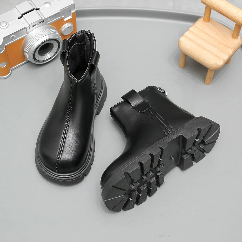 Girls Fleece Ankle Boots Soft Sole Breathable Winter School Shoes