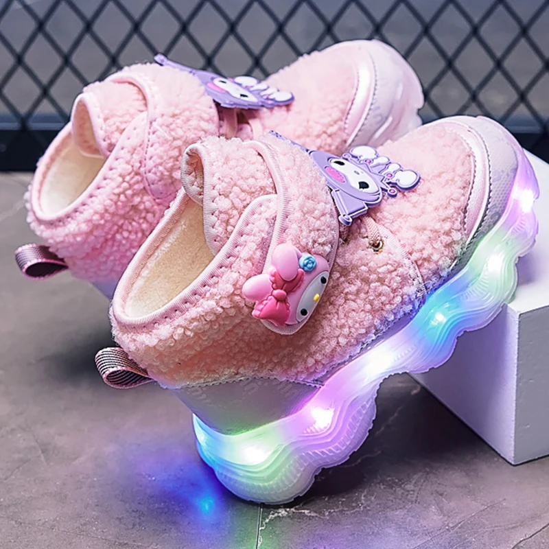 Kids Shoes Kids Snow Boots Winter Warm Original Sneakers Comfortable Walking Shoes High-top Cotton LED Light Cute Tennis Shoes