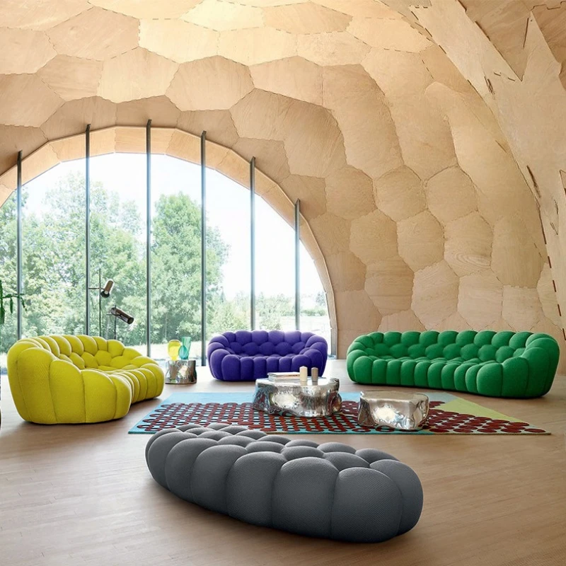 French Rococo Italian Bubble Sofa Modern Cream Style Designer Curved Art Sofa Living Room Luxury Furniture Creative Design Style