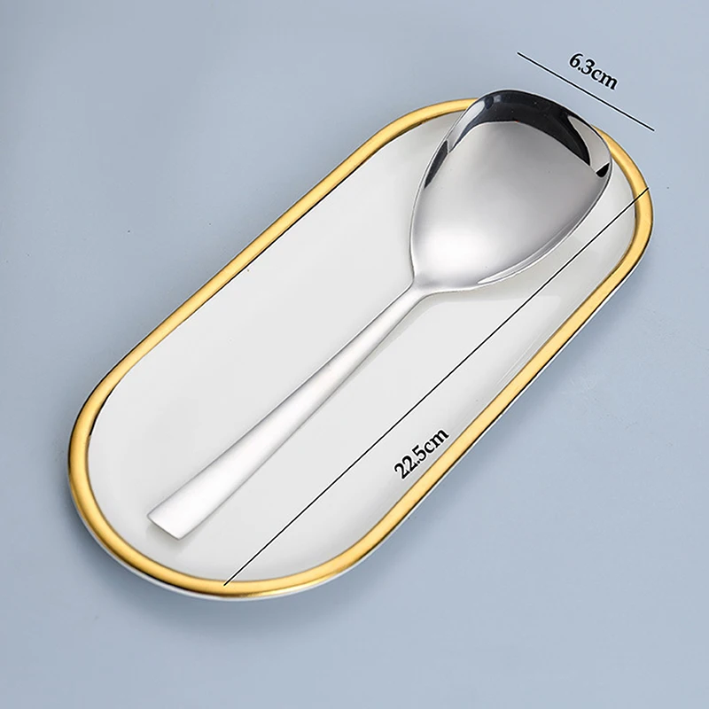 1Pcs Kitchen Dinner Dish Soup Rice Western Public Spoon Large Stainless Steel Round Head Triangular et Serving Spoon stainless steel spoon
