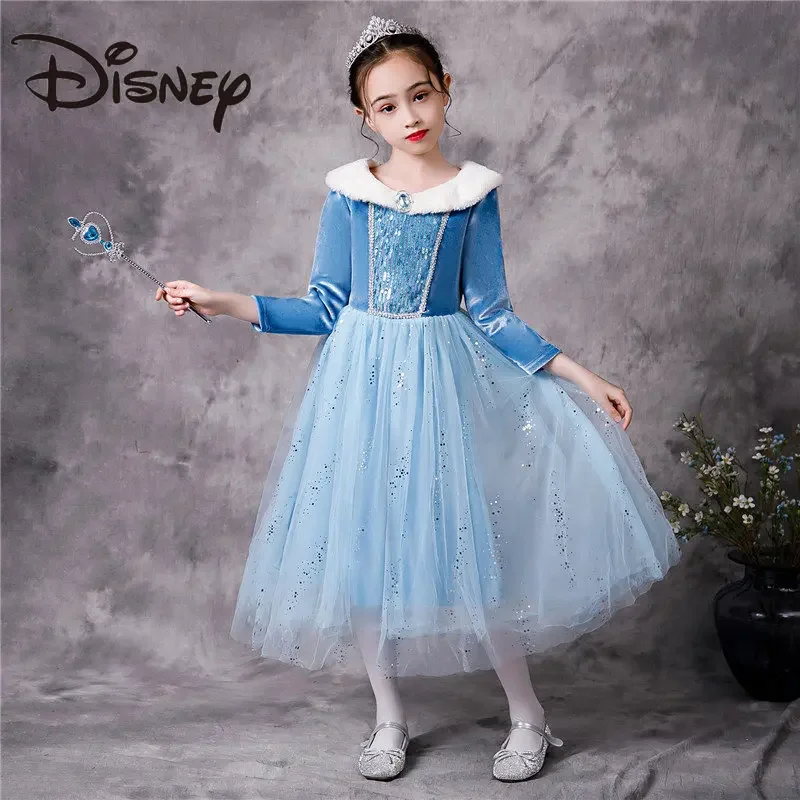 

2023 Fall Dresses for Girls Vestidos Frozen Elsa Dresses Birthday Party Long Sleeve Princess Costume Teen Children's Prom Dress