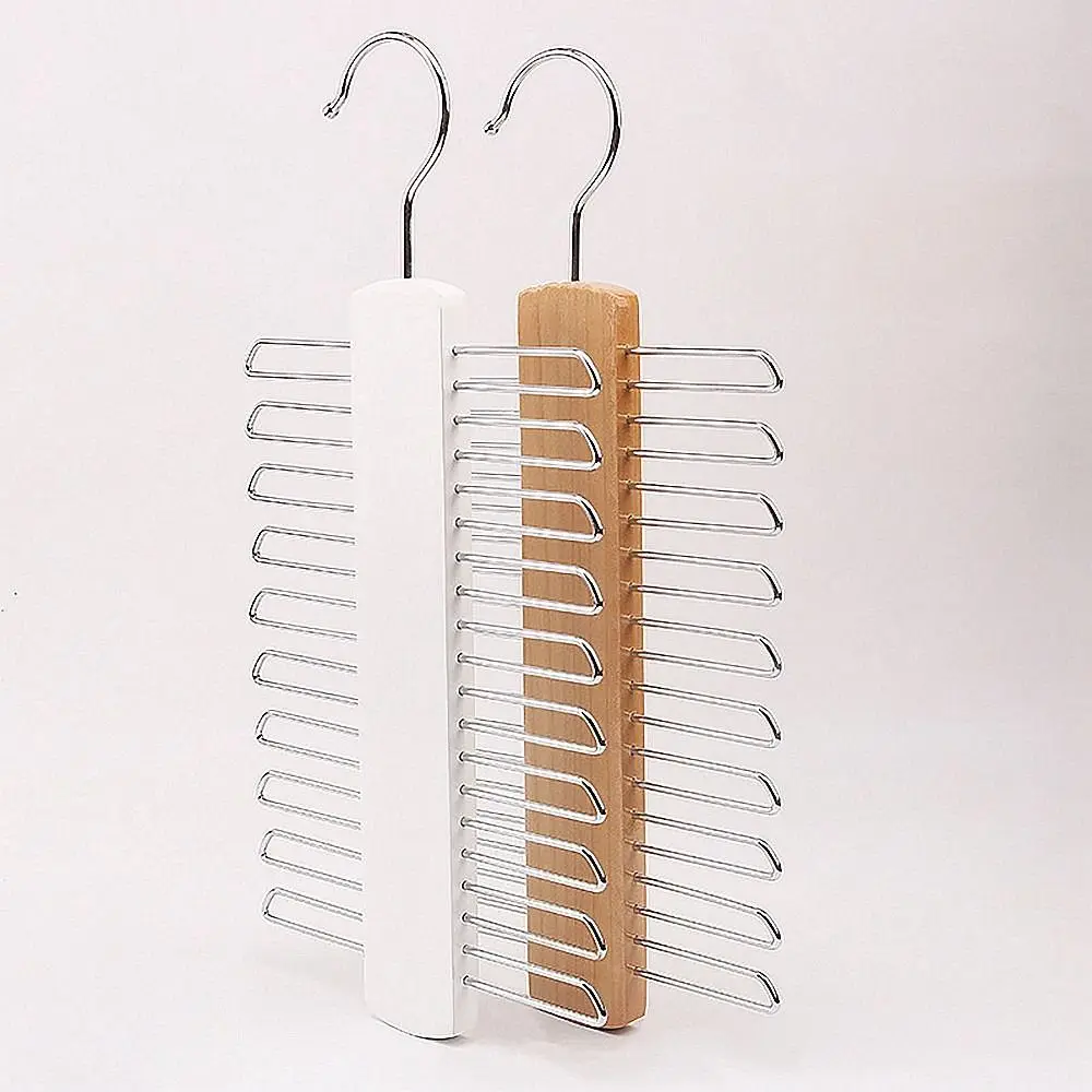 Ties Hanger Holder Rack Silk Scarf Belt Organizer Cabinet Wooden Storage Hanging Rack For Wardrobe Closet 20 Bar