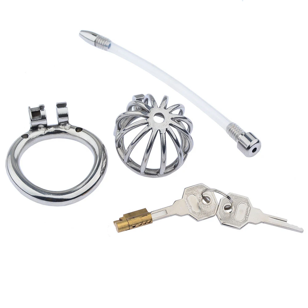 Male Small Chastity Cage Steel Chastity Device Penis Cage Cock Ring With Metal Lock Sex Toys For Men Gay BDSM Sissy