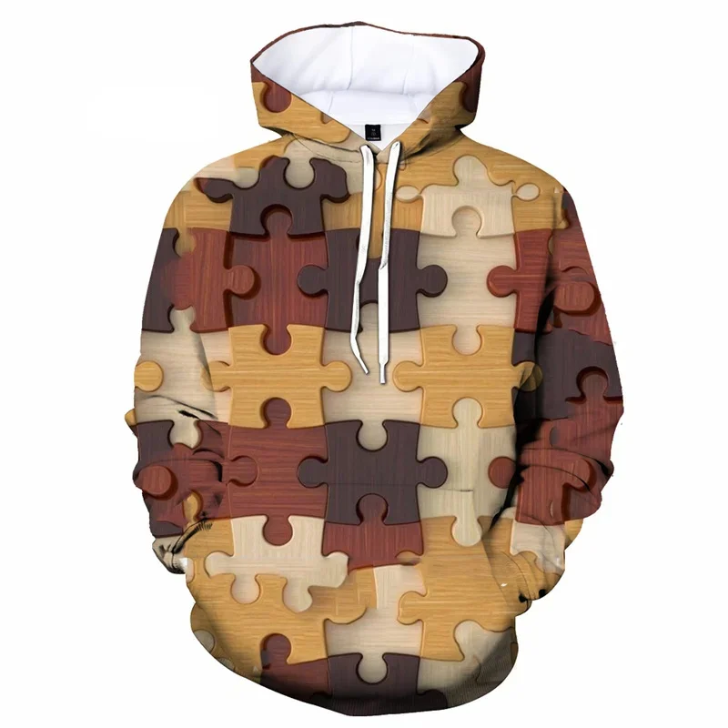 thumbnail image 1 of Sudadera con capucha con estampado 3D de rompecabezas colorido para hombre, sudadera con patrón de personalidad, moda de otoño, jersey de calle fresco, manga larga suelta, 1 of 4