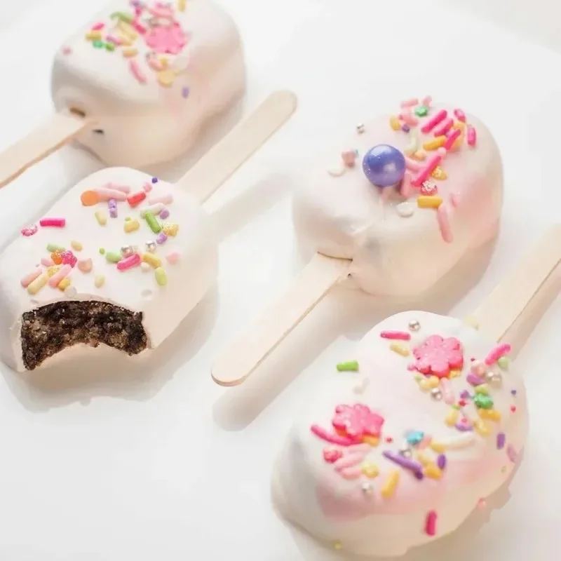 100pcs Ice Cream Popsicle Sticks Wooden Sticks Ice Cream Spoon Hand Crafts Art Lolly Cake Tools DIY Wooden