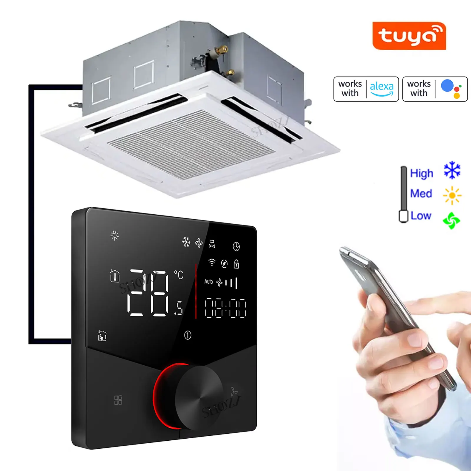 Wifi Inteligente ar Condicionado Termostato Controlador de Temperatura para Refrigeração Aquecimento Válvula Termostática Programável ue 24v 220v