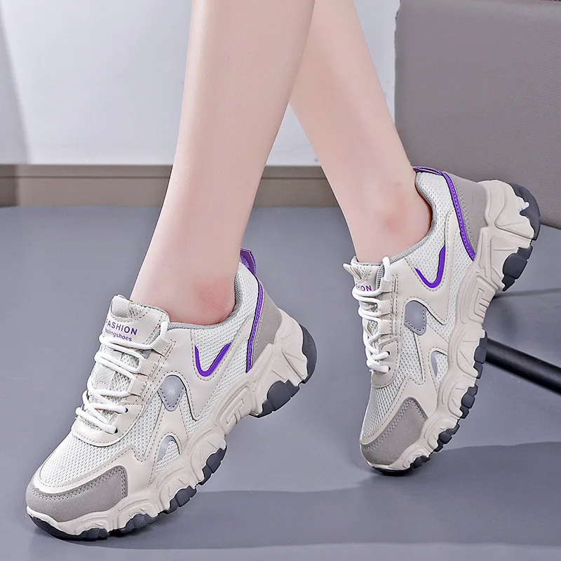 Women shoes running shoes wild breathable single net shoes women fashion trend student sneaker casual shoes white shoes