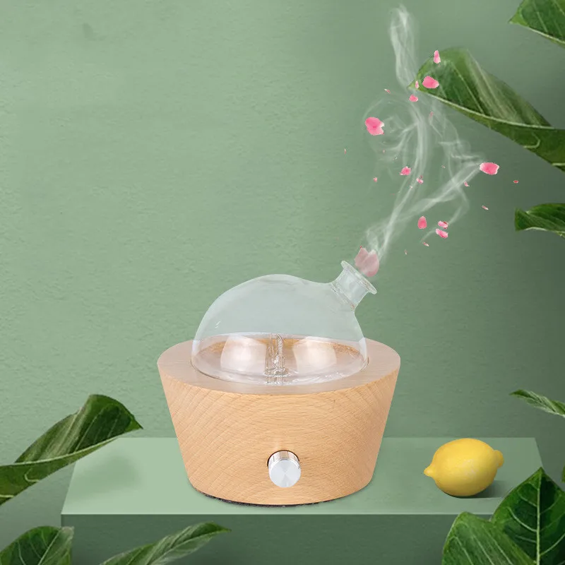Wooden Glass Aroma Diffuser Waterless Essential Oil Nebuliser_voghion.com