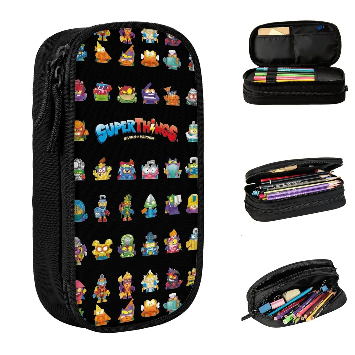 

Super Things Collage Pencil Cases Cute Game Pen Box Bag Girls Boys Large Storage Office Cosmetic Pencil Box