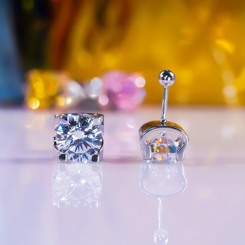 PRINGXY 1ct Earrings For Women Men Diamond Solid 925 Sterling Silver Platinum Plated Stud Earring Luxury Wedding Fine Jewelry