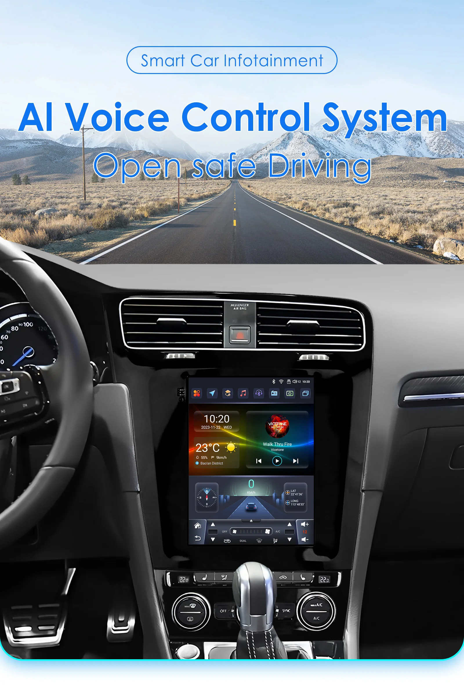 Hizpo Android 13 Wireless Carplay Auto Auto Multimedia Player für VW Volkswagen Golf 7 2014-2018 für Tesla Stil Bildschirm 9,7 "Wifi – Detail 4