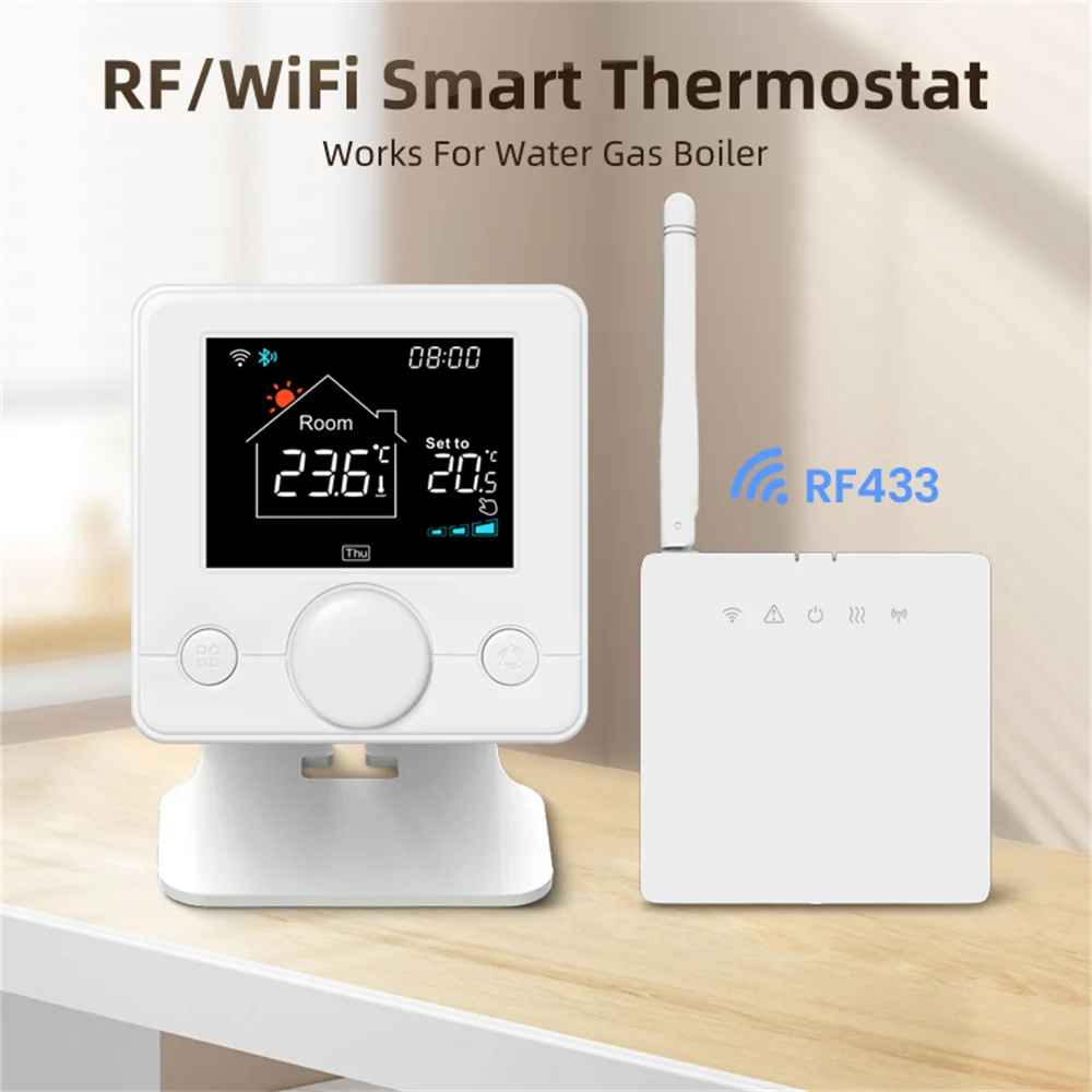 

RF433 Wireless WiFi Thermostat for Floor Heating Water Gas Boiler Tuya Smart Life Control Programmable Temperature Controller